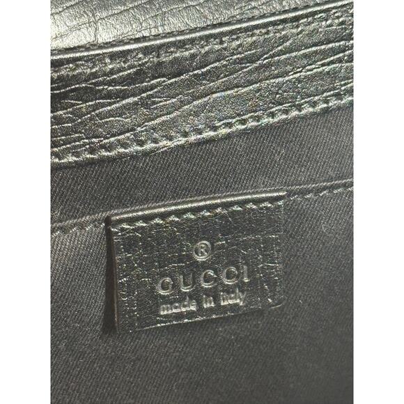 Gucci Vintage Black GG Monogram Horsebit Large Chain Shoulder Clutch Bag - Picture 8 of 9